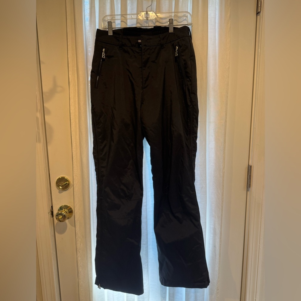 Bogner NEW Black Ski Pants w/side zippers and white strips down sides NWOT